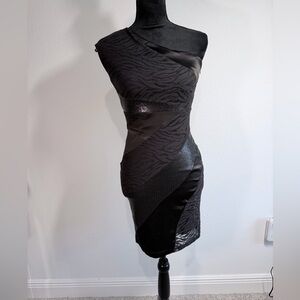 GUESS Marciano One Shoulder Black Bodycon Cocktail Dress Size 0 NWT